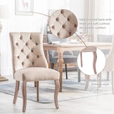 thumbnail of Merax Esszimmerstühle 2 Stk. Polsterstuhl Wohnzimmer mit Rückenlehne Beige Samt