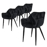 thumbnail of ML-Design – Esszimmerstühle 4er Set – Schwarz Samt | gesteppter Sitz, mit Armlehnen, Metallbeine, ergonomisch gepolstert