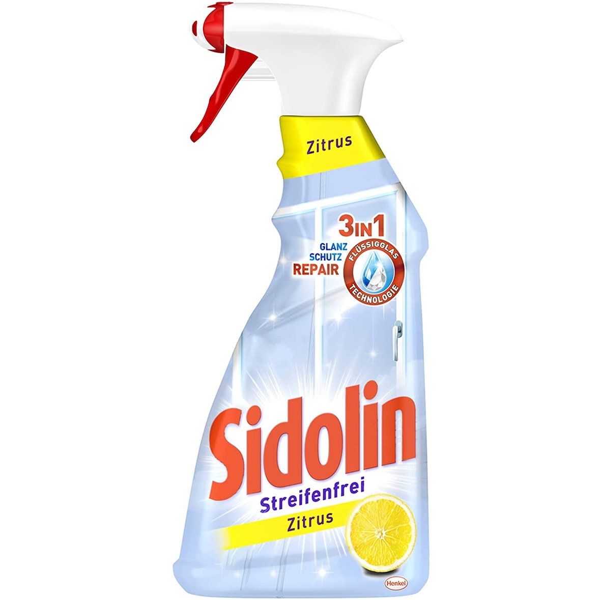 Sidolin Zitrus Glasreiniger mit Abperl-Effekt 500 ml Sprühflasche Reiniger