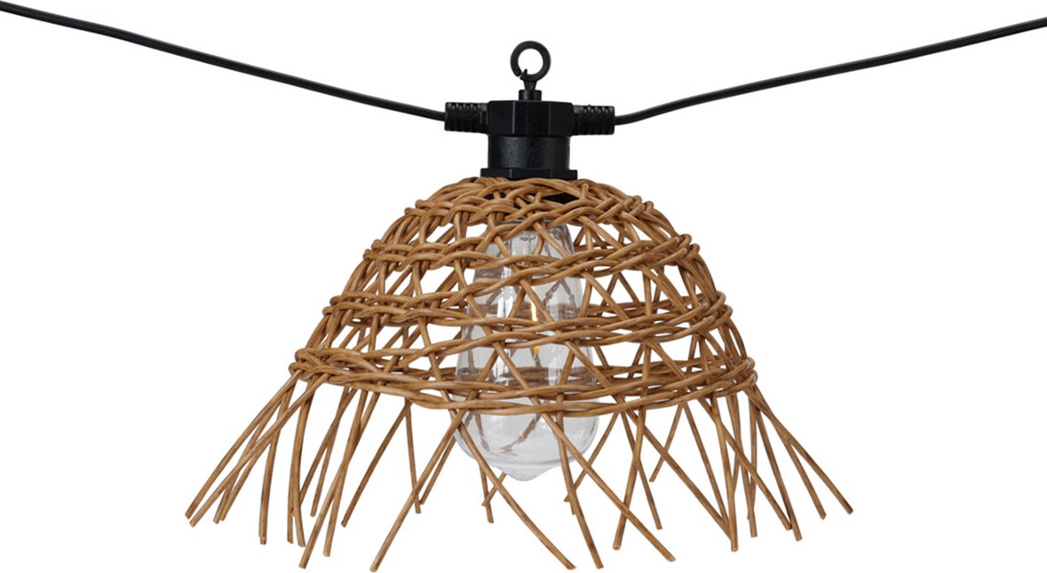 WellHome - Rattan-Lichterketten mit warmweißen Filament-LED-Birnen