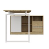 thumbnail of Merax L-förmiger Schreibtisch 152x113.5x76 cm, Bürotisch mit 2 Schubladen, 3 offenen Regalen & 1 Schrank, Naturholzfarbe & Weiß