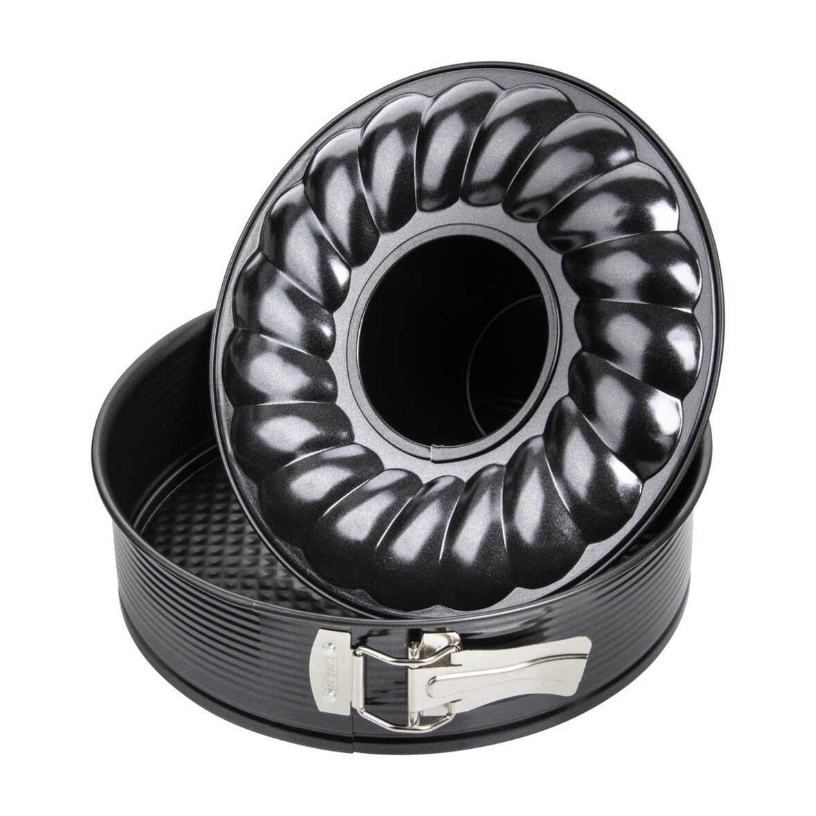 Zenker Black Metallic Springform mit Flach- und Rohrboden, Backform, Kuchenform, Stahlblech mit Antihaftbeschichtung / Antihaft Classic,