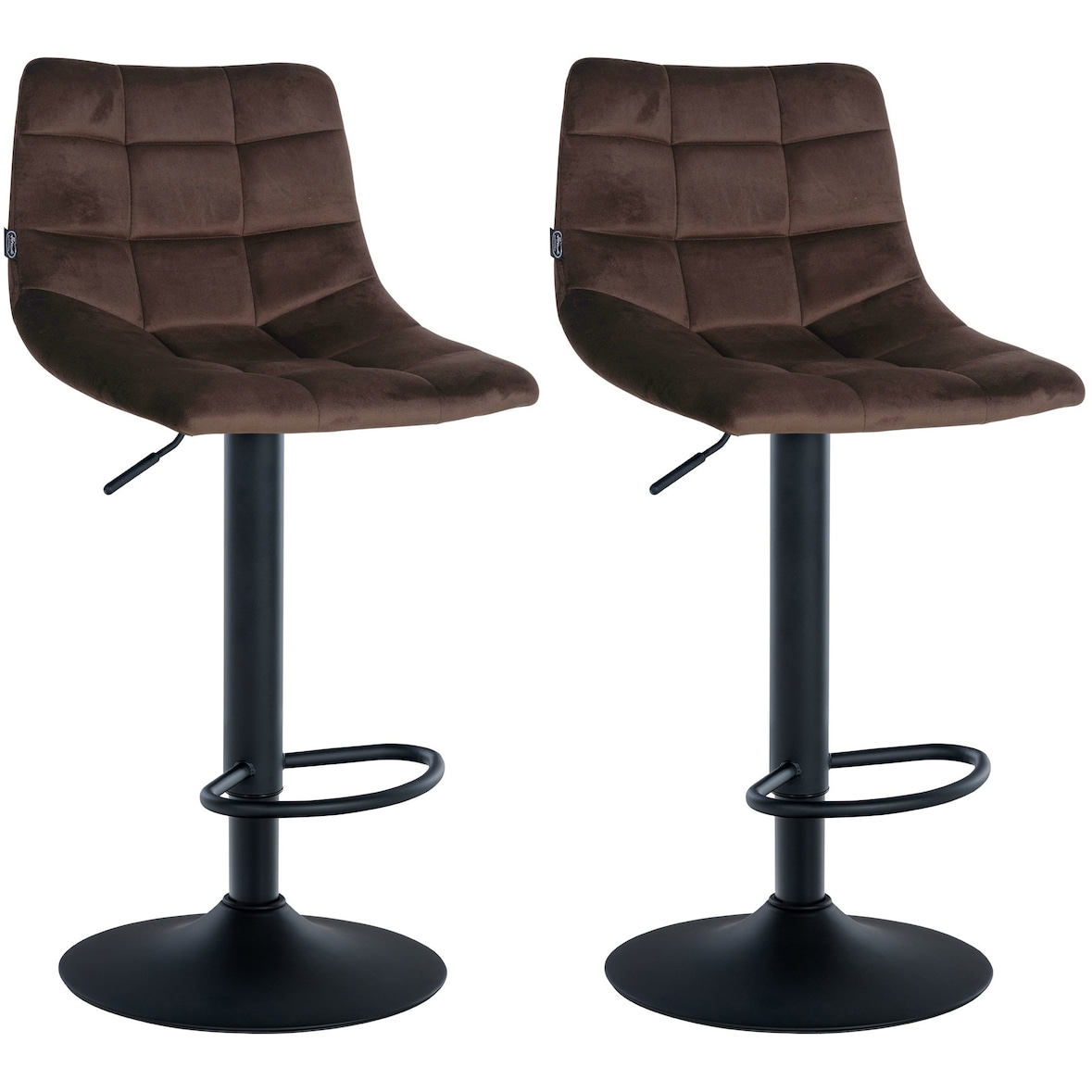 Lot de 2 tabourets de bar Jerry velours Marron/Noir
