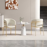thumbnail of Polsterstuhl Cord Beige mit Holz- und Metallgestell, verstellbare Fußgleiter, Sitzfläche 45,72x45,72 cm