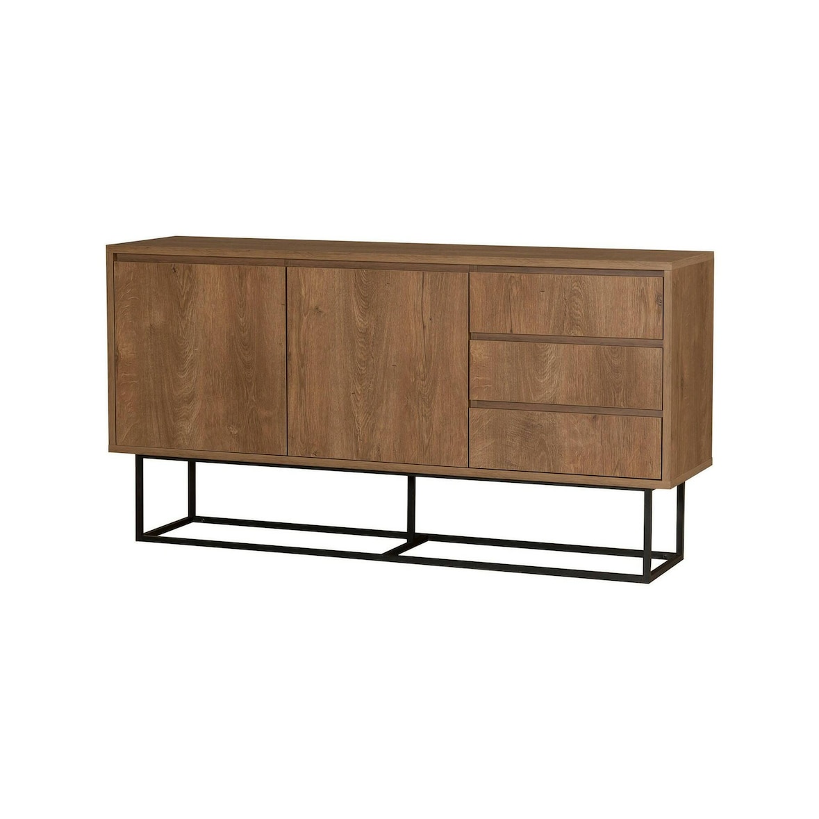 Dmora Konsolentisch Dicesar, Ausziehbarer Mehrzwecktisch, Eingangskonsole, Regal mit Erweiterungen, 140x36h72 cm, Walnuss und Schwarz