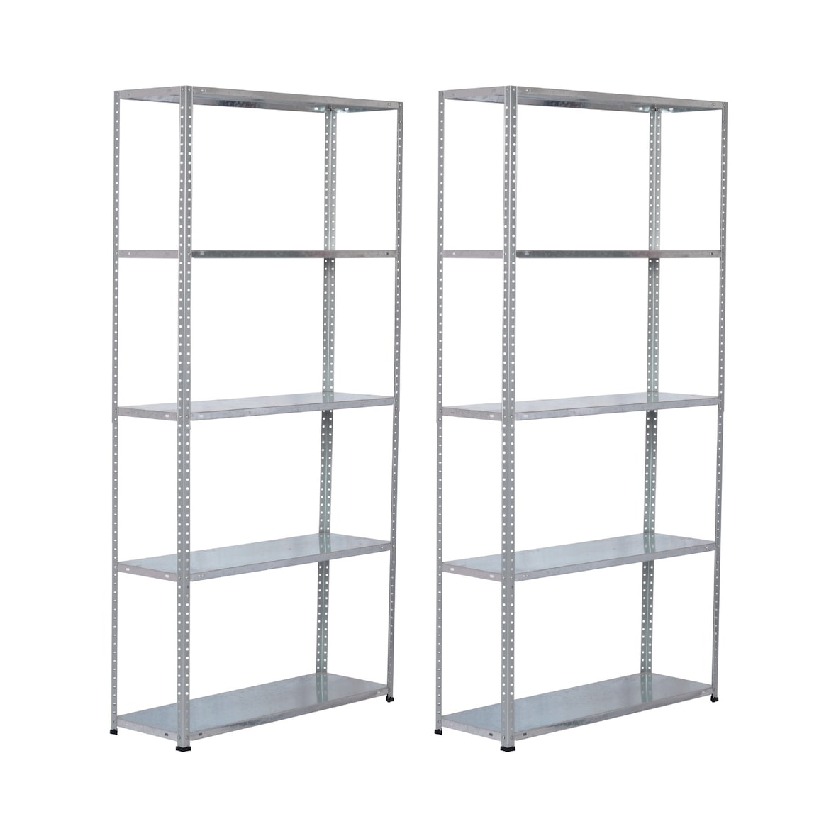 Pack 2 Prateleiras Modulares Metálicas SteelSmart com 5 Prateleiras Cinzentas 200kg 180x30x90cm 7house