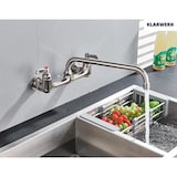 thumbnail of ALEX |Catering grifo monomando de pared plata| grifo cocina profesional acero inoxidable largo y plano | grifo restaurante pared caño recto