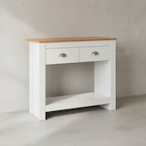 thumbnail of Konsolentisch Eiche-Weiß, 2 Schubladen, Offenes Fach, Melaminharzbeschichtung. 85x35x76 cm | Kadima Design