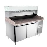 thumbnail of Mesa de refrigeración para pizza, granito rosa-gris, 2 puertas, 151 x 80 cm