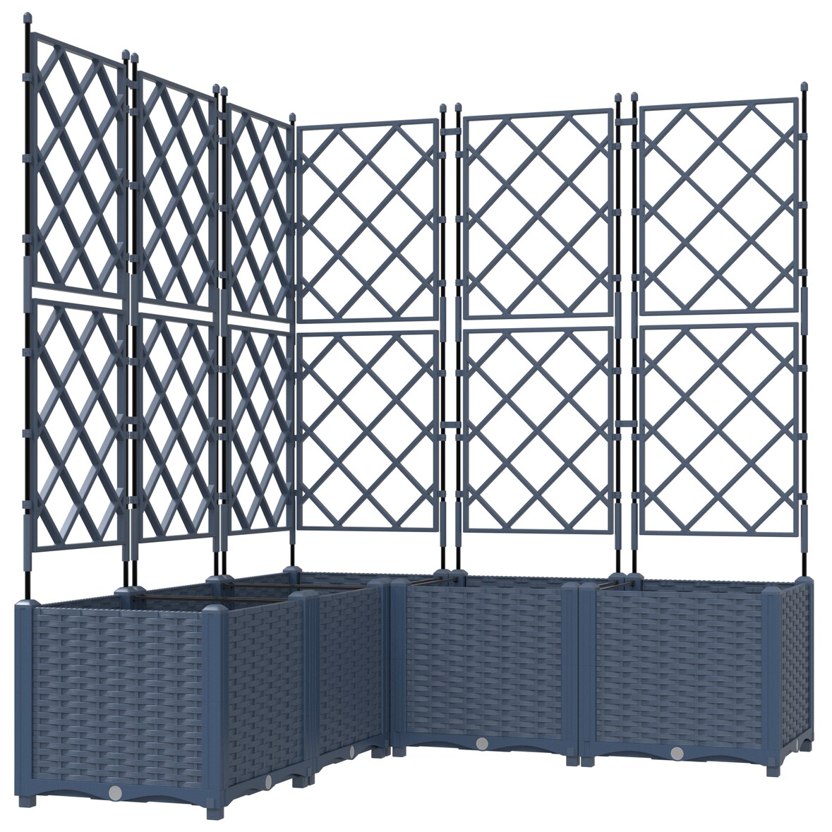 vidaXL Gartenpflanzer mit Gitter 5 pcs Grau 120 x 120 x 143 cm PP