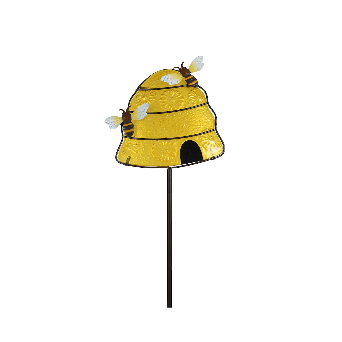 Blumenstecker 86cm Metall Gartenstecker Gartendeko Pflanzenstecker Außen Deko Metall Bienenstock Garten Outdoor Außendeko Gartenschmuck Gelb
