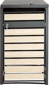 thumbnail of XL 1er/2er-Mülltonnenverkleidung HWC-J81, Mülltonnenbox, Metall 36kg anthrazit ~ Buche-Holzoptik hellbraun