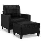 thumbnail of vidaXL Sessel mit Hocker Schwarz 60 cm Kunstleder