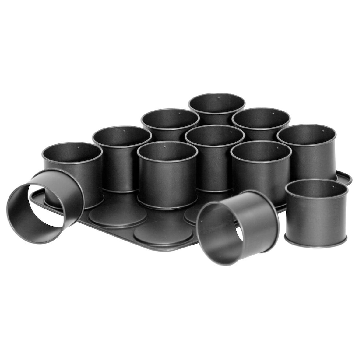 Plaque pâtisserie 12 mini moules ronds amovibles Zenker Black Metallic