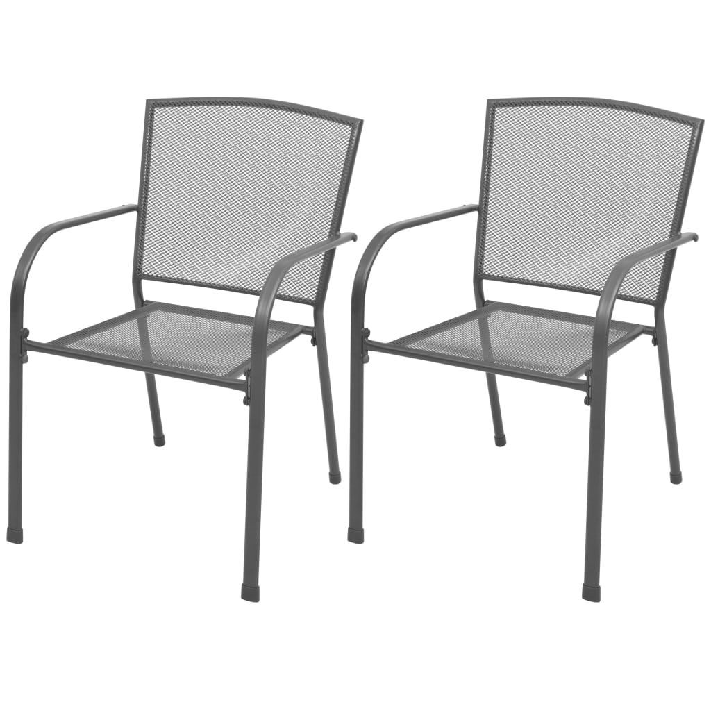 vidaXL Tuinstoelen stapelbaar 2 st staal grijs