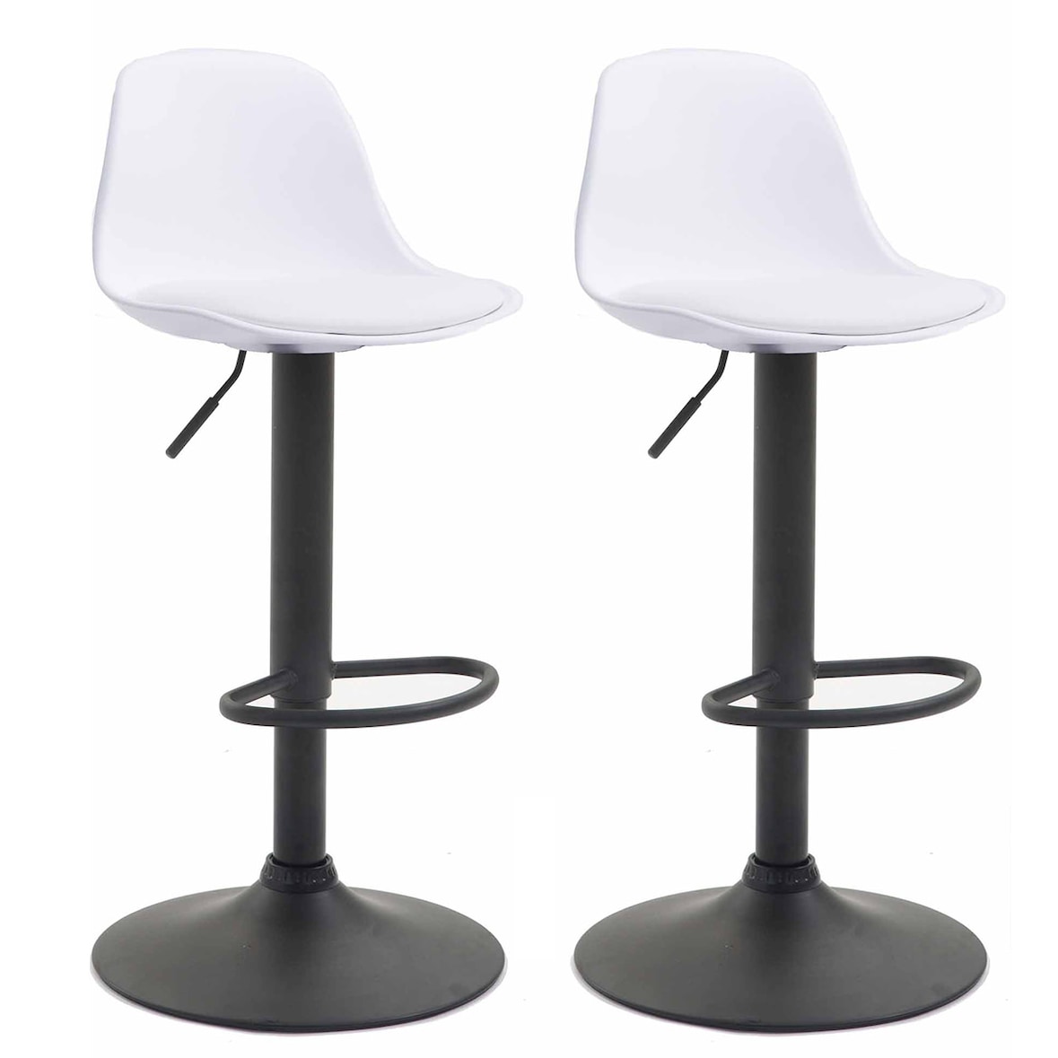 Set 2 sgabelli Kiel in polipropilene e similpelle nero/bianco