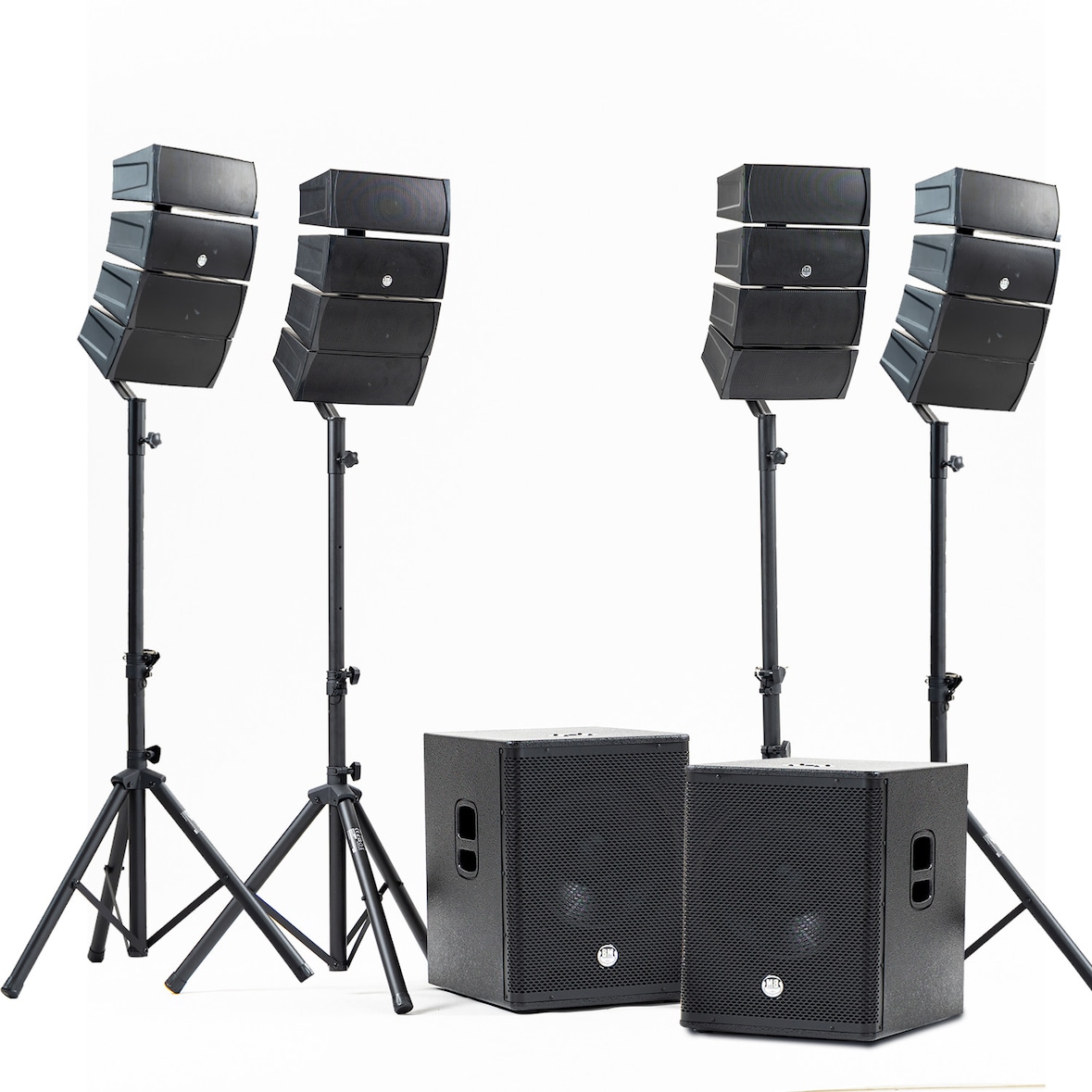 Pack Sonorisation DJ complet 2400W BM SONIC BMS-15-ARRAY-BT, 4 Enceintes satellites, Caissons 38cm USB/Bluetooth Supports Câbles