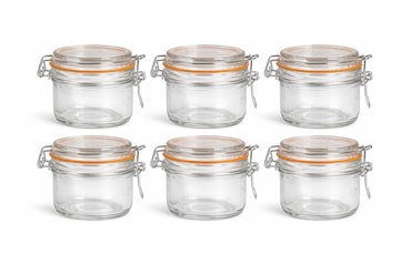 Conjunto de 6 frascos de vidro herméticos 200 ml – frascos pequenos com fecho metálico reutilizáveis