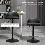 thumbnail of Barhocker 2er Set drehbar höhenverstellbar Schwarz 96x50x44 cm mit Fußstütze, gepolsterter Sitz, Stahlgestell, für Küche und Bar