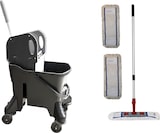 thumbnail of CleanSV Wischset black 40 cm - 24 Liter, Sprintus Putzeimer mit 4 Rädern gelb mit Presse, 3 Baumwollmop, Teleskppstiehl und Mophalter 40 cm