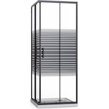 thumbnail of Mampara de Ducha 70x90 Cabina de Ducha 2 Lados Angular Corredera Rectangular Cristal Serigrafiado Transparente - Negro