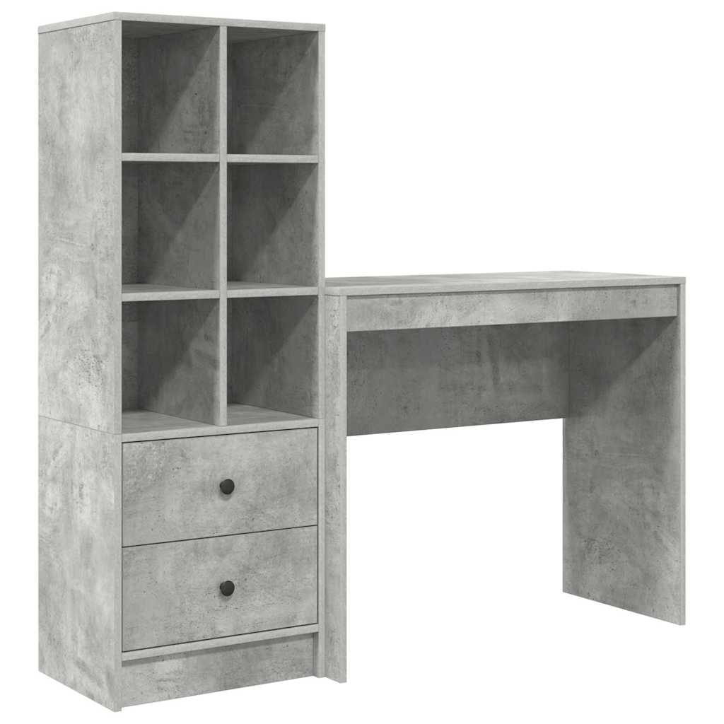 vidaXL Schreibtisch mit Schubladen 2 pcs Beton Grau