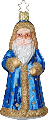 thumbnail of Christbaumschmuck Nikolaus 13cm Glas Figur Mundgeblasen & Handbemalt Weihnachtsbaum Anhänger Weihnachten Christbaumanhänger Blau Gold