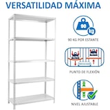 thumbnail of SimonRack Scaffali Metallo Garage 2000x1100x500 mm, 5 Ripiani in Acciaio, Portata, 90 kg per Ripiano, Bianco – Comfort
