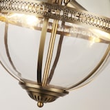thumbnail of Hanglamp MCKENZIE 3x E14 tot 60 W Messing Antiek Helder/Transparant Geborsteld Staal Glas LE95611
