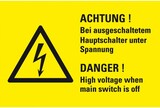 thumbnail of Aufkleber I Warn-Kombischild Achtung! Bei ausgesch.Hauptschalter., praxisbewährt, Folie, 300x200mm