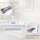 thumbnail of Chimenea de bioetanol para interior y exterior con quemador, de acero y vidrio templado blanco, 70 x 70 x 35 cm (alto)