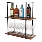 thumbnail of Mensola BAR SHELF 75 cm MARRONE con 2 Ripiani porta bicchieri e bottiglie by Yelloo