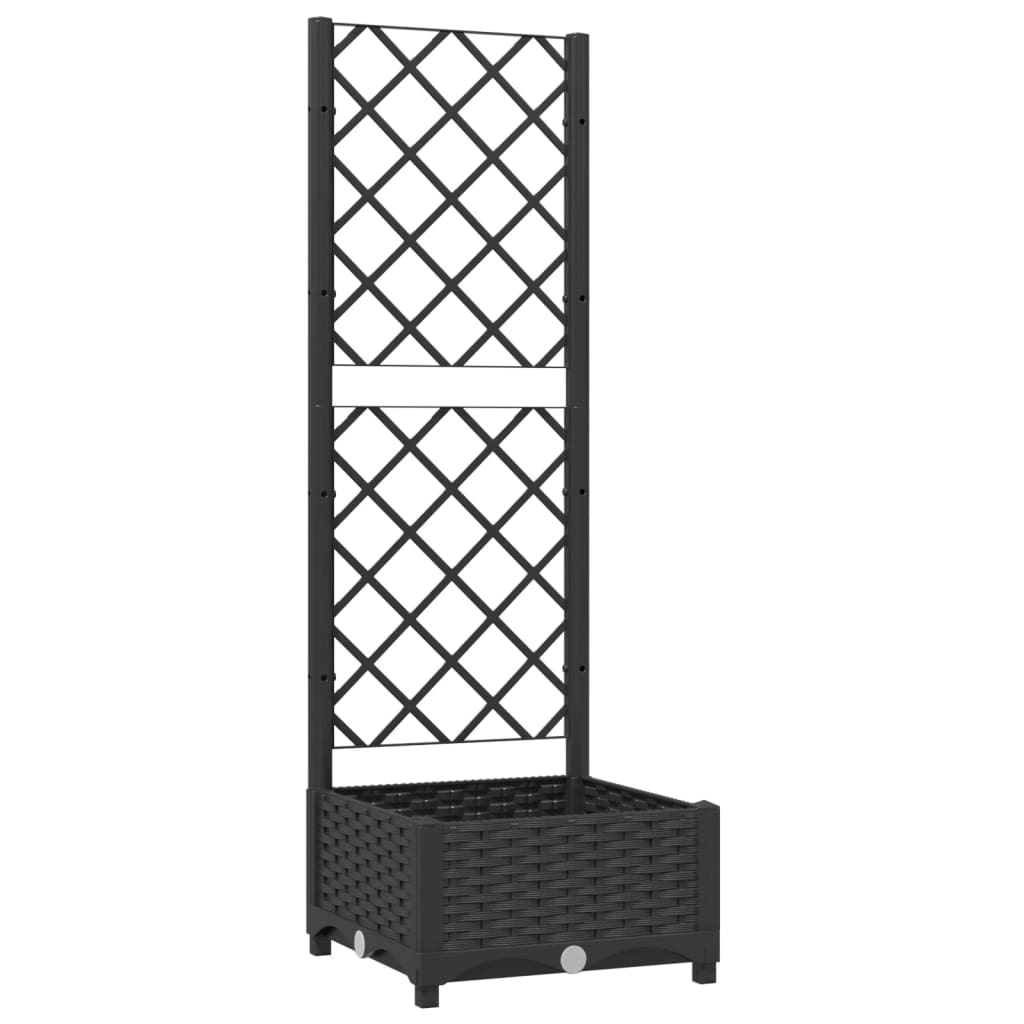 Helloshop26 - Jardinière bac lit surélevé plantes fleurs terrasse jardin avec treillis 40 x 40 x 121,5 cm PP noir 02_0038285