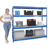 thumbnail of PROREGAL Étagère charge lourde RHINO, HxLxP 180x200x60cm, 500kg par niveau, Tablette 16mm, Bleu, Étagère de garage, étagère de rangement