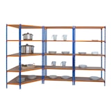 thumbnail of Maderclick Hoekhoekplankenpakket 5 planken + 2 Maderclick 5 planken. Blauw/oranje/houtkleur 1800x1800x300 mm