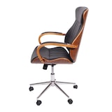 thumbnail of Sedia da ufficio HWC-H39, sedia da scrivania girevole sedia executive, ecopelle effetto legno di noce certificata FSC® ~ nero