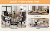 thumbnail of Esstisch rund 80x80x76 cm Walnuss+Schwarz MDF Tischplatte Metallbeine mit verstellbaren Füßen, stabiler Küchentisch für Esszimmer Wohnzimmer Büro