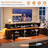 thumbnail of TV-Lowboard aus MDF in Schwarz, 160 x 35 x 60 cm, mit gehärteter Glasplatte, Hochglanzfronten und LED