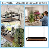 thumbnail of Prateleira FLOWERS suspensa no teto CASTANHO comprimento 95 cm com correntes para flores suporte de vidro vertical para jardim bar cozinha por Yelloo