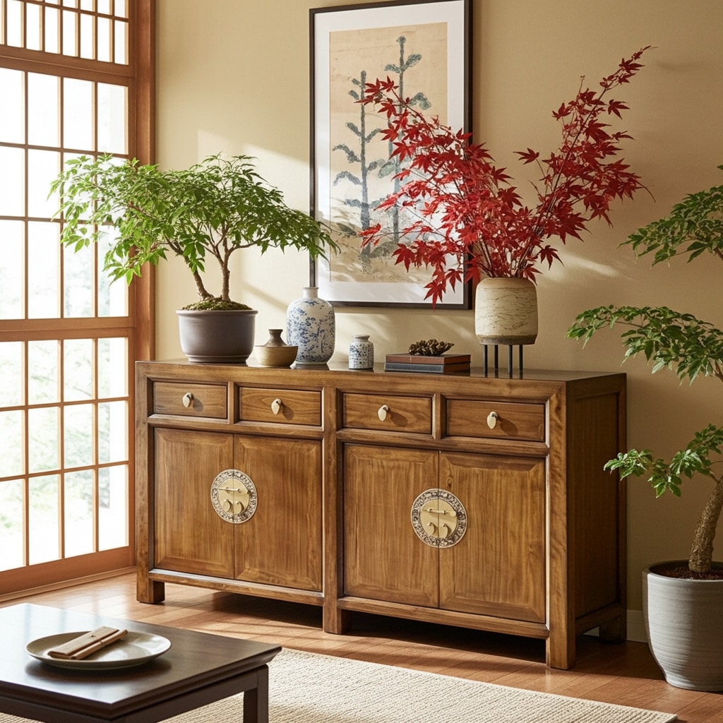 OPIUM OUTLET Asia Meubles Commode Buffet Armoire de mariage sideboard console chiffonnier 31196 marron asiatique chinois oriental entièrement monté