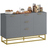 thumbnail of HOMCOM aparador moderno aparador para salón con 3 cajones 2 puertas y estante ajustable mueble auxiliar para salón antivuelco 120x40x76 cm gris