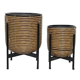 thumbnail of 2 Blumentöpfe Pflanzenkübel mit Ständer 27x38cm & 21x29cm Outdoor Plastik braun - Blumentöpfe Blumenkübel Pflanzkübel Deko Garten Pflanzgefäß aussen