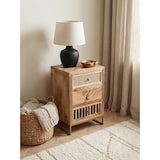 thumbnail of Industrial Nachttisch, Mango Massivholz/Rattan, 3 Schubladen, Boxspringbett-kompatibel. 40x30x60 cm | Kadima Design