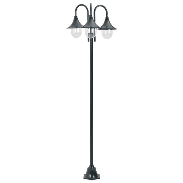 Helloshop26 - Lampadaire de jardin E27 220cm aluminium 3 lanternes foncé vert 02_0042543