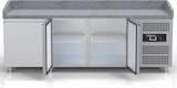 thumbnail of Pizzakühltisch - Pizzatisch mit 3 Türen inkl. Glaskühlaufsatzvitrine für 1/3 GN Behälter - IDEAL graue Granitarbeitsplatte