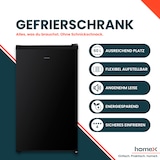 thumbnail of homeX Gefrierschrank, Tiefkühlschrank klein - 60L Nutzinhalt, 4-Sterne Gefrieren, Freezer freistehend, schwarz, FS1016-B