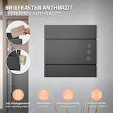thumbnail of ECD Germany Standbriefkasten Anthrazit Edelstahl 120 cm mit Zeitungsfach, Postkasten Anthrazit 37x36 cm, pulverbeschichtet