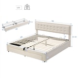 thumbnail of Merax Hydraulisches Polsterbett 180x200 Stauraumbett Doppelbett aus Samt mit Höhenverstellbares Kopfteil & 2 Schubladen & Lattenrost Beige