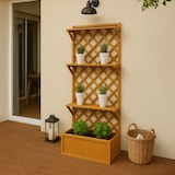 thumbnail of Canteiro elevado HWC-P69, plantador/caixa de flores plantador treliça treliça prateleira madeira FSC® 177x77x33cm ~ natural