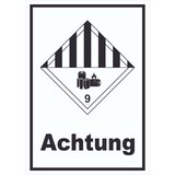 thumbnail of Schild Achtung Lithiumbatterien Achtung Gefahrgutklasse 9a hochkant A5 (148x210mm)